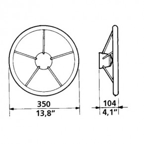 Steuerrad V62 Edelstahl/Mahagoni 5 Sp Ø 350 mm